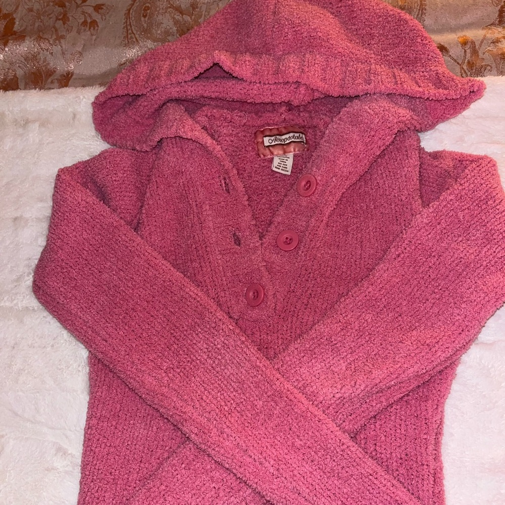 Aeropostale pink Henley knit hoodie top